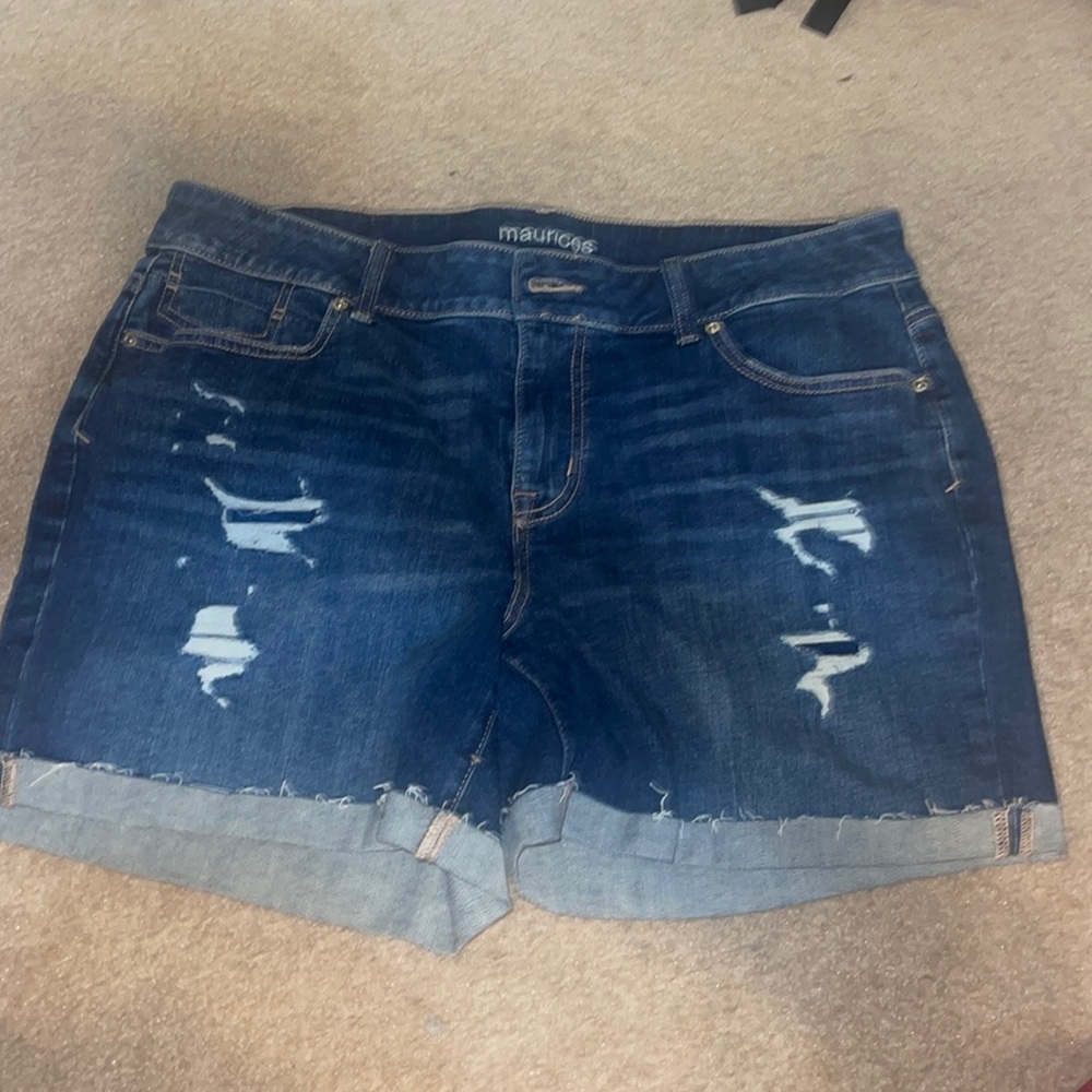 Distressed Maurice’s Blue Jean Shorts, slightly worn